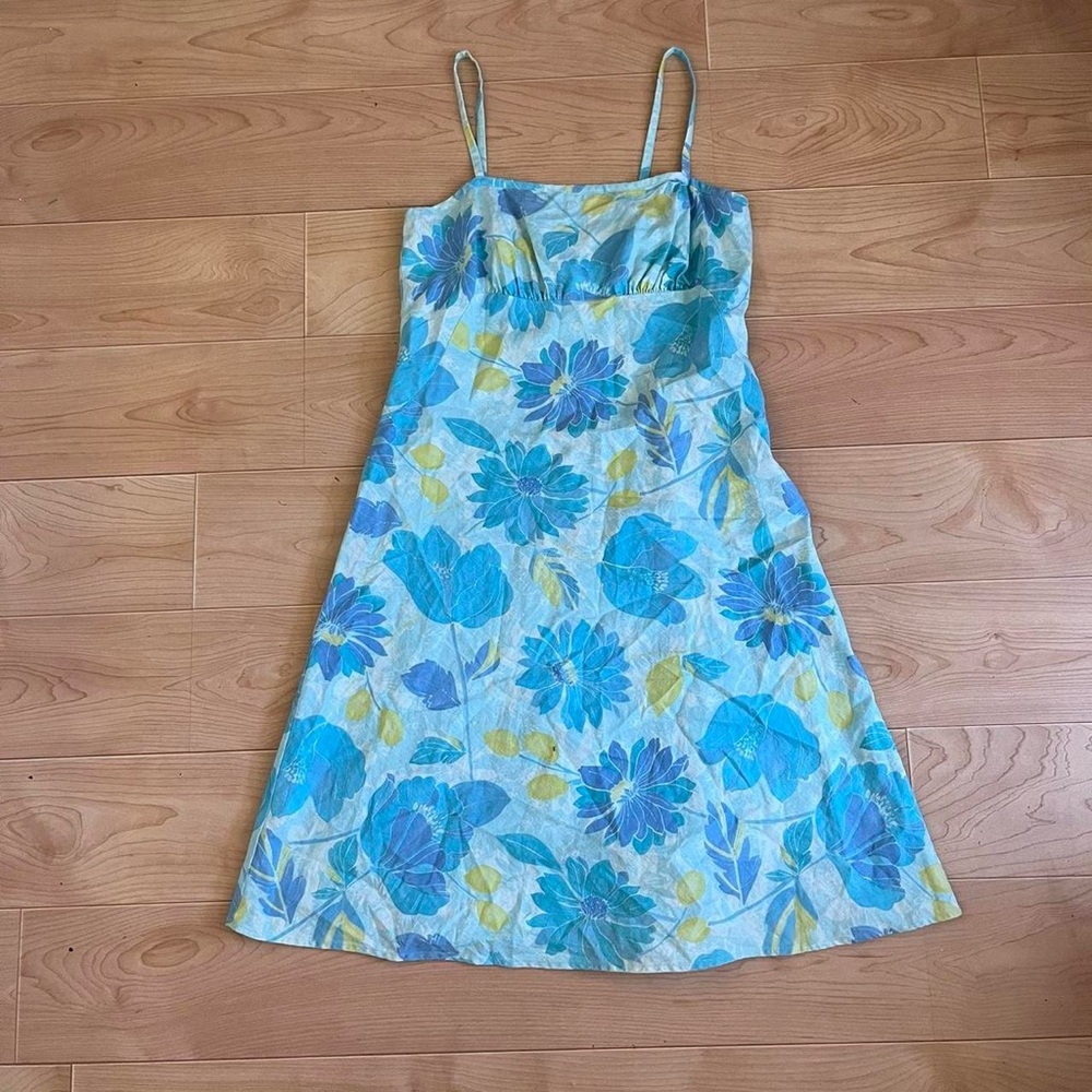 Liz Claiborne Blue Spaghetti Strap A-Line Babydoll Mini Midi Vacation Sundress
